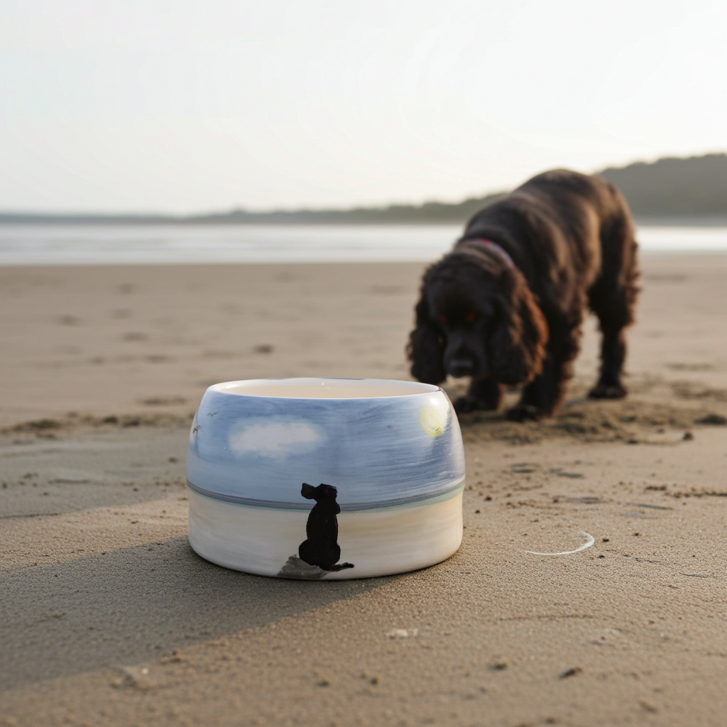 Day at the Beach – Hand-Painted Cocker Spaniel Bowl